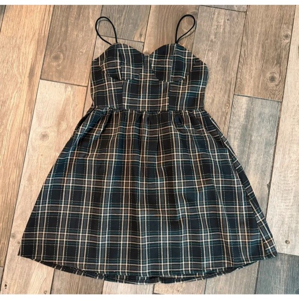 Plaid Babydoll Bustier Mini Dress Size Small